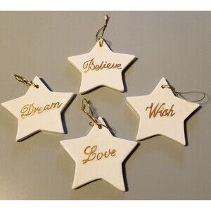 Ceramic star with gold lettering Christmas ornaments